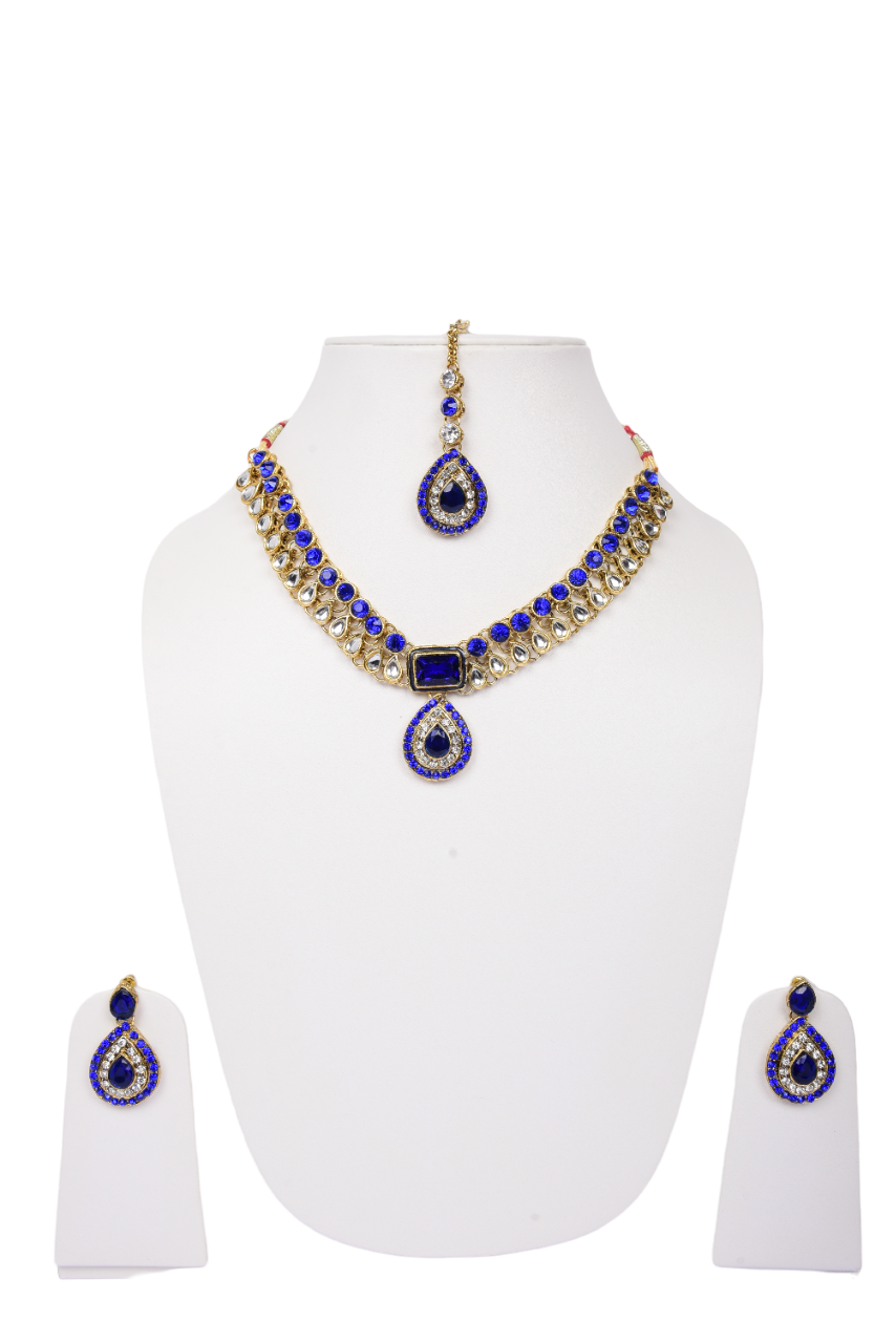 Infy Fashion Heavy Stone-Studded Choker Jewelry Set | Bridal Necklace, Earrings & Maang Tikka for Women